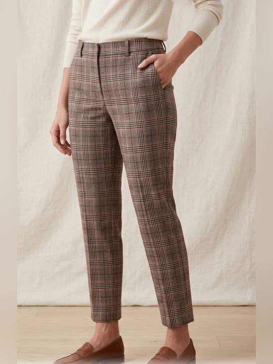 GAP Pants - GAP Women’s Slim Cropped Plaid Pants -Brown, Tan & Pink Size 6 Stretch